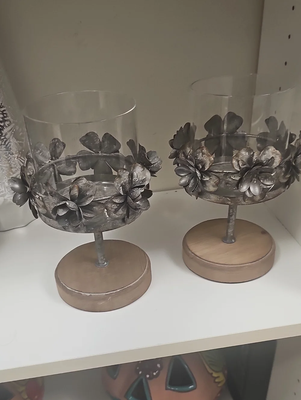 Decorative Silver Metal Flower Candle Holders - Set of 2 New without Tags 8